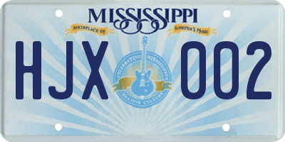 MS license plate HJX002