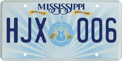 MS license plate HJX006
