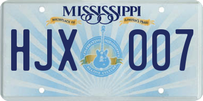 MS license plate HJX007