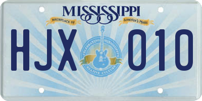 MS license plate HJX010