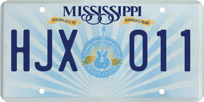 MS license plate HJX011