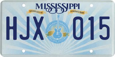 MS license plate HJX015