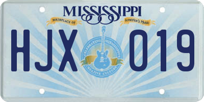 MS license plate HJX019