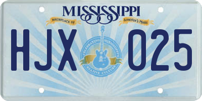 MS license plate HJX025