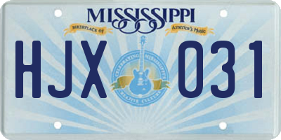 MS license plate HJX031