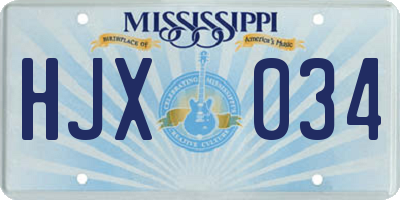MS license plate HJX034