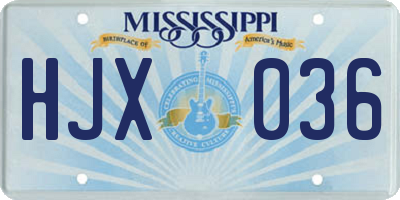 MS license plate HJX036