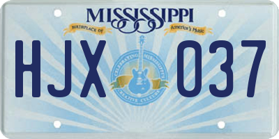 MS license plate HJX037