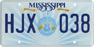 MS license plate HJX038