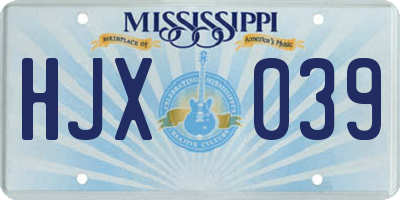 MS license plate HJX039
