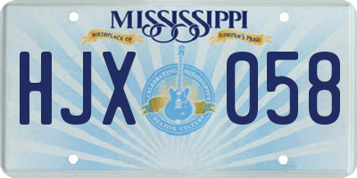MS license plate HJX058