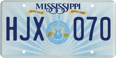 MS license plate HJX070