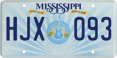 MS license plate HJX093