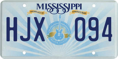 MS license plate HJX094