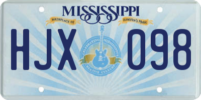 MS license plate HJX098