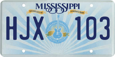 MS license plate HJX103