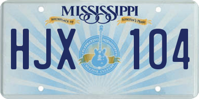 MS license plate HJX104