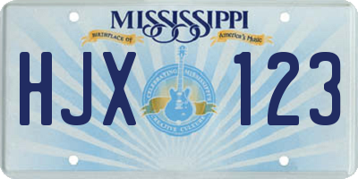 MS license plate HJX123