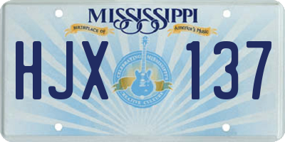 MS license plate HJX137