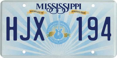 MS license plate HJX194