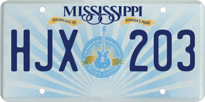 MS license plate HJX203