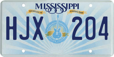 MS license plate HJX204