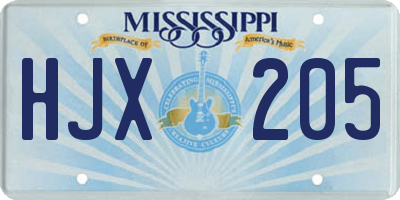 MS license plate HJX205