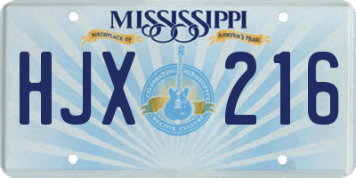 MS license plate HJX216