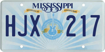 MS license plate HJX217