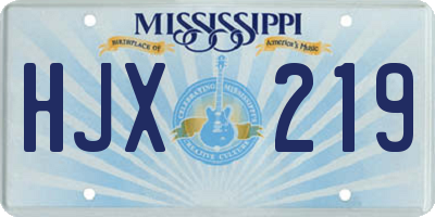 MS license plate HJX219