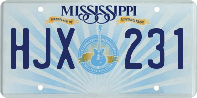 MS license plate HJX231