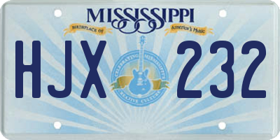 MS license plate HJX232