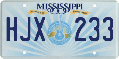 MS license plate HJX233