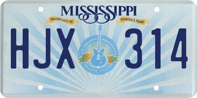 MS license plate HJX314