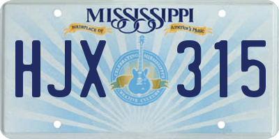 MS license plate HJX315