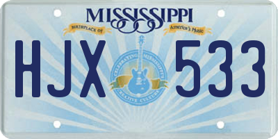 MS license plate HJX533