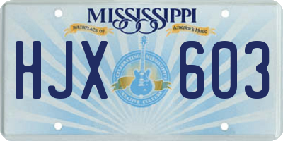 MS license plate HJX603