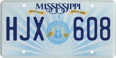 MS license plate HJX608