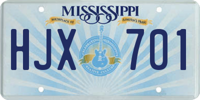 MS license plate HJX701