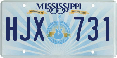 MS license plate HJX731