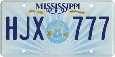 MS license plate HJX777