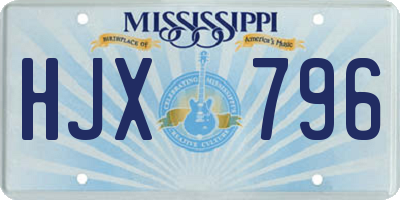 MS license plate HJX796