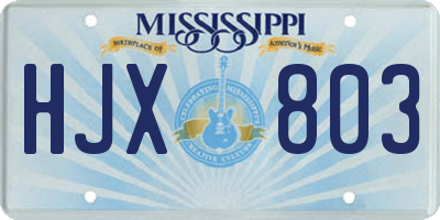 MS license plate HJX803
