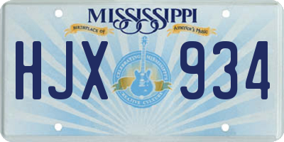 MS license plate HJX934