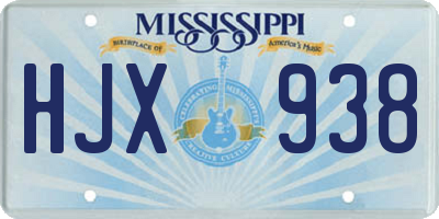 MS license plate HJX938