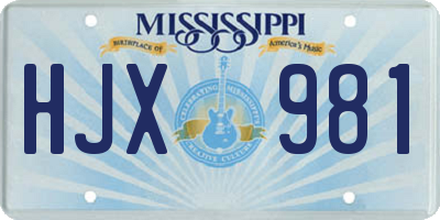 MS license plate HJX981