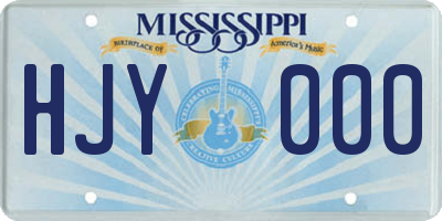 MS license plate HJY000