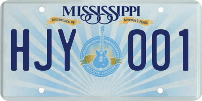 MS license plate HJY001