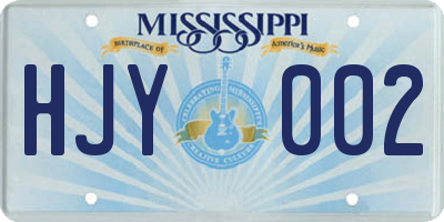 MS license plate HJY002