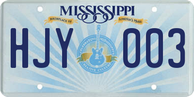 MS license plate HJY003
